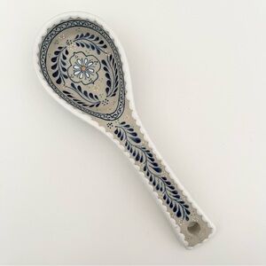 Handpainted Ceramic Kitchen Spoon Rest From Mexico Lead Free Floral Boho Rustic